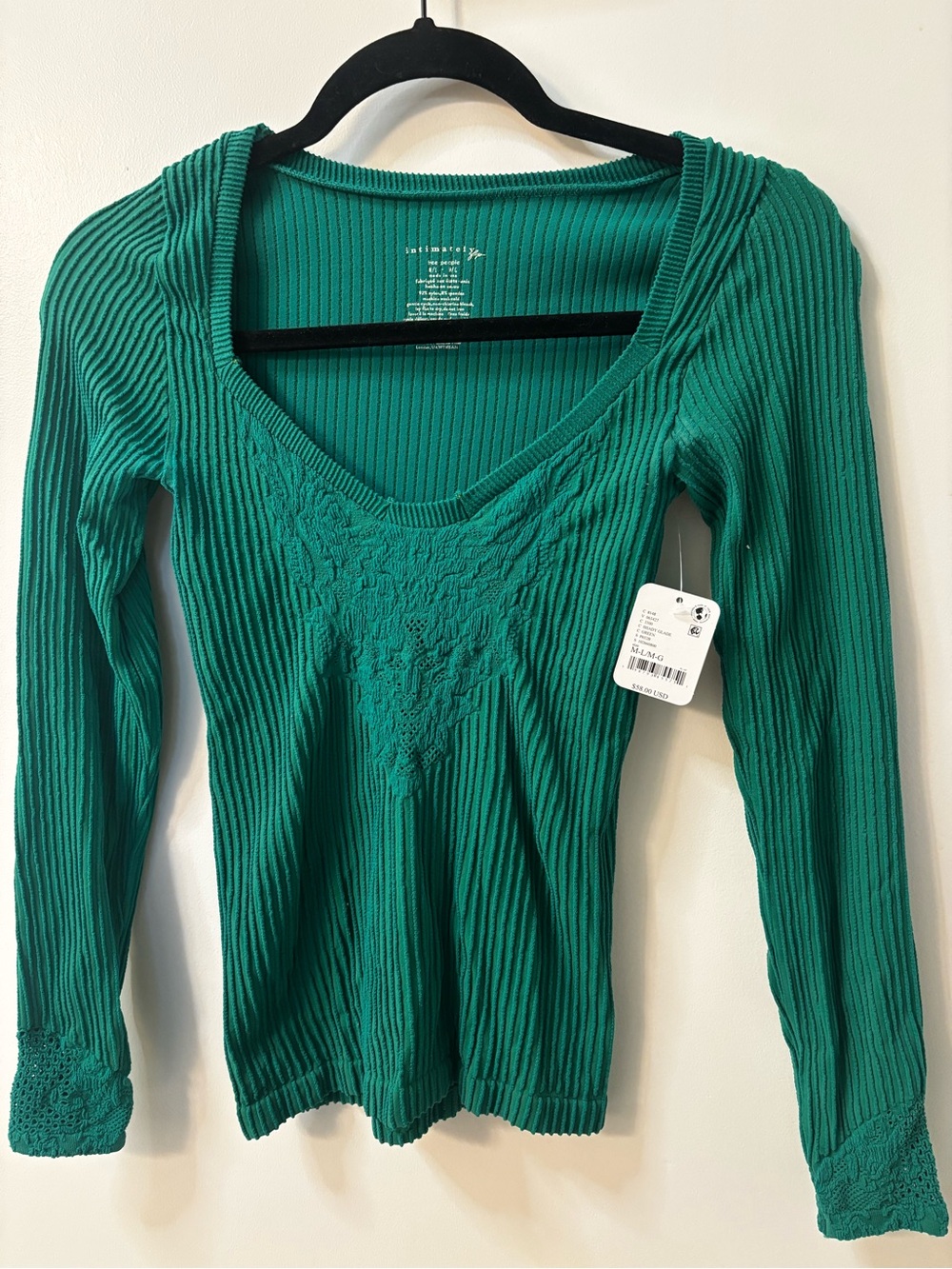 Free People (NWT) Dynamic Duo Long Sleeve Ribbed V-Neck Top